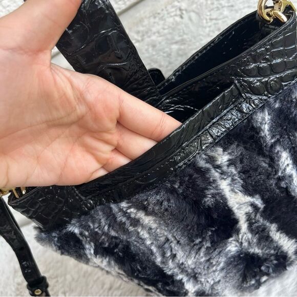 NWT | BRAHMIN Black Faith 3 in 1 Wichita Wristlet Crossbody Handbag Fur Bag - Picture 6 of 15